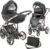 Junama Kombi-Kinderwagen Diamond Individual inkl. Babywanne, Sportsitz, Wickeltasche & Regenschutz – Schwarz Rosegold