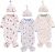 Jungen Mädchen Baby Schlafstrampler Babykleidung Set Schlafanzüge aus Baumwolle mit Fuß Größen 0 bis 12 Monate, 3er Pack