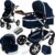 KESSER® Loops 3 in 1 Kinderwagen Kombikinderwagen komplettset incl. Babywanne & Buggy Sportsitz & Auto-Babyschale – Voll-Gummireifen -…