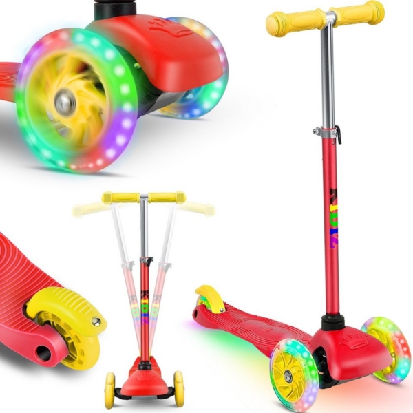 KIDIZ Cityroller, Kinder Scooter Pro1 Dreiradscooter mit PU LED Leuchtenden Räder Kinderroller Tret-Roller höhenverstellbarer Cityroller…
