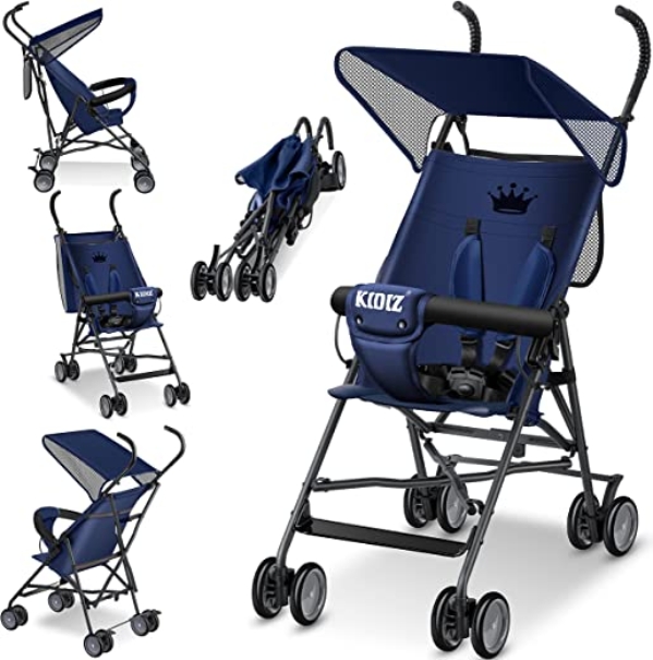 KIDIZ® Kinderwagen CITY Buggy Kinderbuggy klappbar Liegebuggy Sportwagen Faltbar 360° 4-Zoll-Räder Inkl. Sonnen- und Regenverdeck zusammenklappbar…