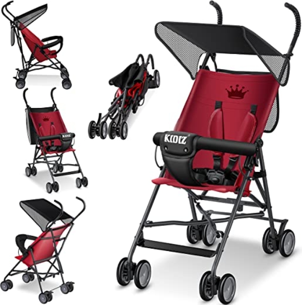 KIDIZ® Kinderwagen CITY Buggy Kinderbuggy klappbar Liegebuggy Sportwagen Faltbar 360° 4-Zoll-Räder Inkl. Sonnen- und Regenverdeck zusammenklappbar…