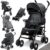 KIDIZ® Kinderwagen City-Pro Buggy Kinderbuggy klappbar Liegebuggy Sportwagen Faltbar 360° 6-Zoll-Rädern Inkl. Moskitonetz, Fußsack und Regenverdeck…