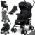 KIDIZ® Kinderwagen City-Pro Buggy Kinderbuggy klappbar Liegebuggy Sportwagen Faltbar 360° 6-Zoll-Rädern Inkl. Moskitonetz, Fußsack und Regenverdeck…
