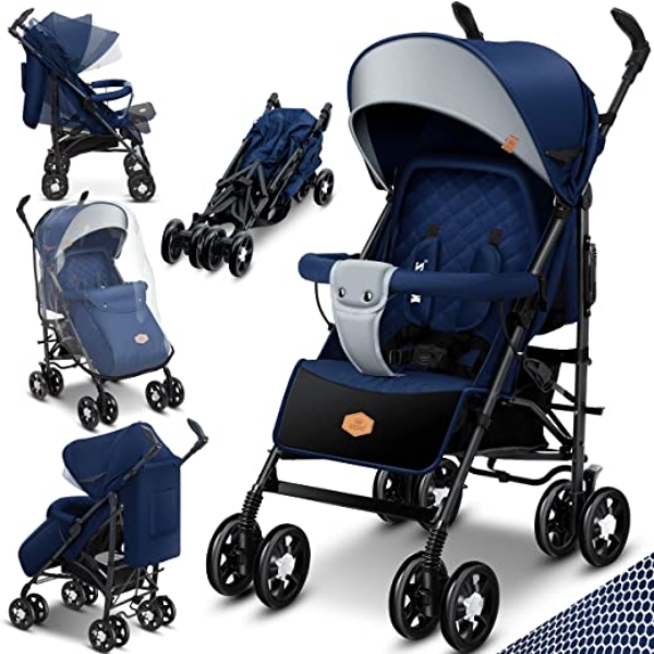 KIDIZ® Kinderwagen City-Pro Buggy Kinderbuggy klappbar Liegebuggy Sportwagen Faltbar 360° 6-Zoll-Rädern Inkl. Moskitonetz, Fußsack und Regenverdeck…