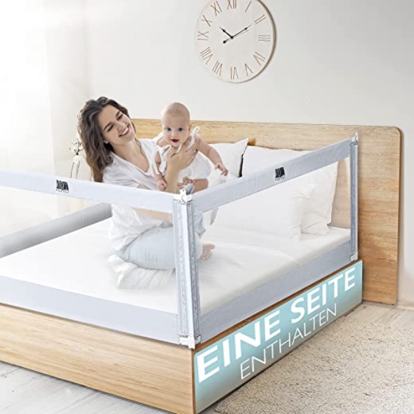 Kids Supply Bettgitter [150×80 cm]- Sicheres & höhenverstellbares Bettschutzgitter [70-90 cm]- Rausfallschutz Bett für Kinder Bett & Elternbett…
