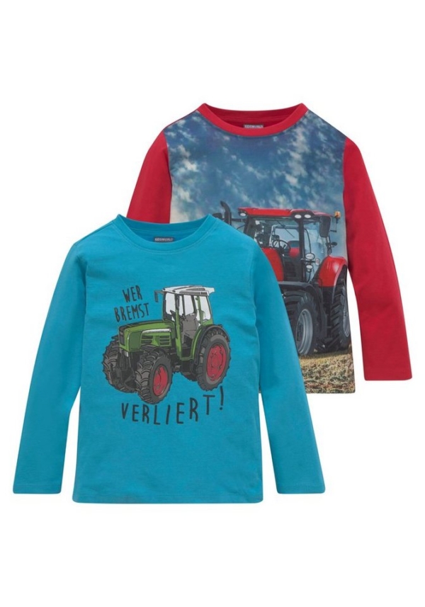 KIDSWORLD Langarmshirt »WER BREMST, VERLIERT!« (Packung, 2-tlg)