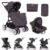 Kikkaboo Kinder-Buggy »Kinderwagen Airy 2 in 1«, mit Babyschale, Wickeltasche, Bremse, klappbar
