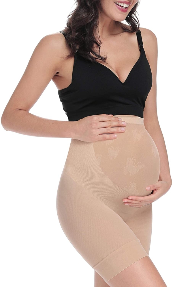 KIM S Damen Nahtlose Umstandsmode Shapewear für Kleider Mid-Thighs Schwangerschaft Unterwäsche
