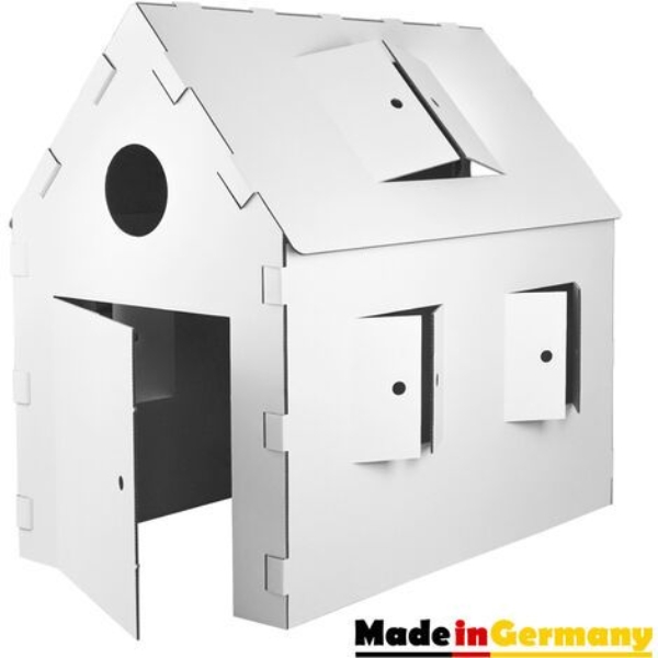 Kinder Spielhaus Pappe Bastelkarton Haus Papphaus Karton Papier Kartonhaus Bastelkarton Papierhaus Playhouse Kinderhaus Indoor zum Anmalen Bemalen…