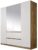 Kleiderschrank 4 Türen weiß/braun B 181 cm H 197 cm Jugendzimmer Kinderzimmer Schlafzimmer Drehtürenschrank Wäscheschrank Spiegelschrank