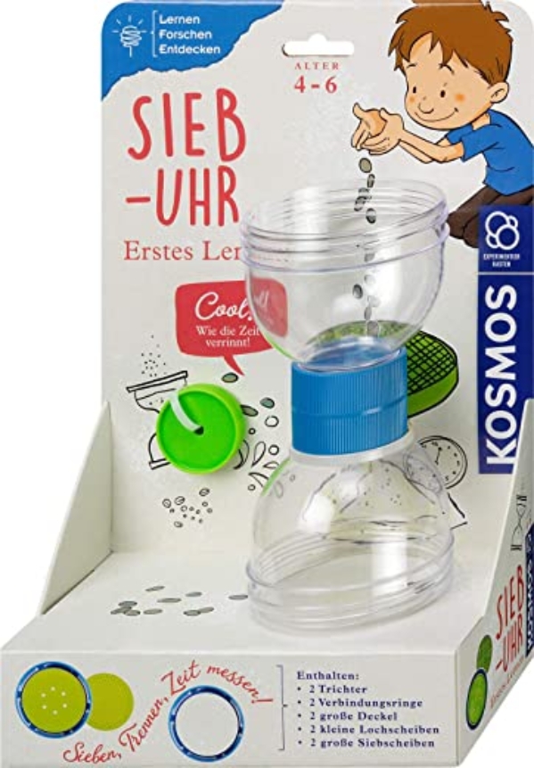 Kosmos 602338 Erstes Lernen: Sieb-Uhr, Sieben,Trennen, Zeit messen, für Kinder ab 4 Jahre, Forscher-Set, Lernspielzeug für drinnen und draußen,…