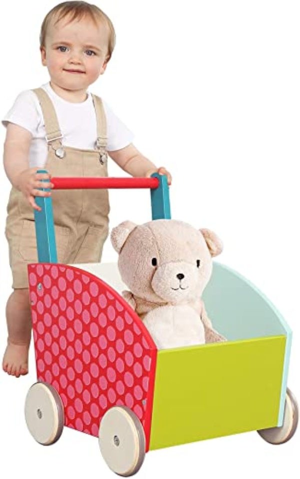 labebe – Lauflernwagen Holz Mädchen, Gehhilfe Baby Lauflernhilfe, Laufwagen Holz für Babys, Holz Playland Lauflernwagen für Junge, 2in1…