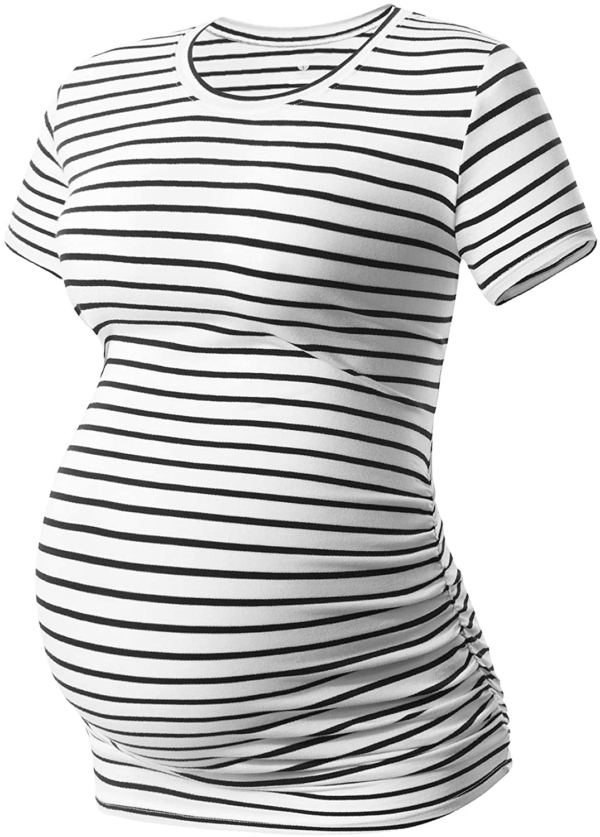 LAPASA Damen 1 o. 3 er Pack Umstandstop Umstandsmode Umstandskleidung Tops Schwangerschaft Kurzarm Umstands T-Shirt L55