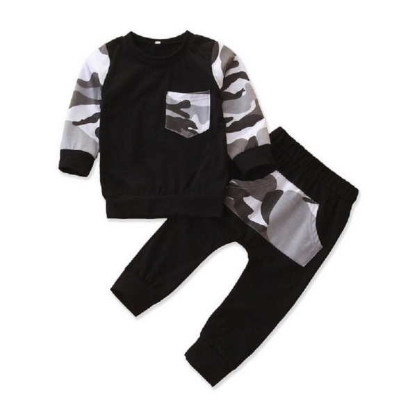 Lapastyle Top & Hose »Jungen Camouflage-Nähte langärmeliger Rundhals Hoodie & Hose«