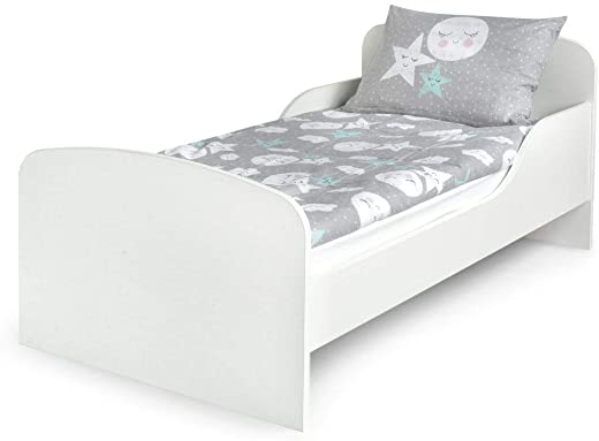 Leomark Funktionsbett aus Holz – White – Kinderbett mit Matratze, Holzbett mit Seitenschutz Lattenrost, Komplett Set für Kinderzimmer, Praktisches…