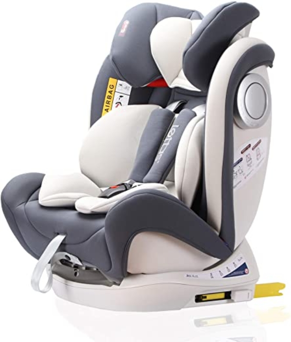LETTAS Baby Kindersitz Autokindersitz Gruppe 0+1/2/3 (0-36 kg/0-12 Year) mit Protektoren seitliche Isofix Top Tether ECE R44/04 (Grau-2)