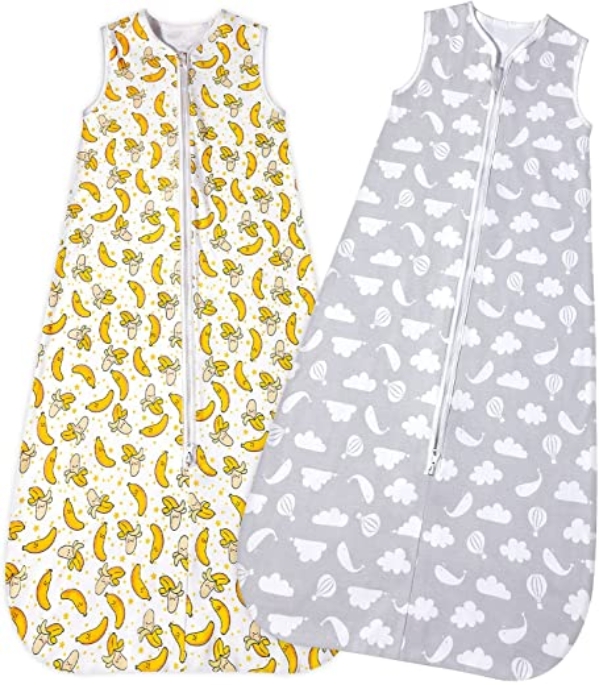 Lictin Schlafsack Baby 2Pcs Sommerschlafsack Baby Schlafsack 0.5 Tog Baby Schlafsack mit Doppeltem Reißverschluss, Sommerschlafsack für Baby 3-18…