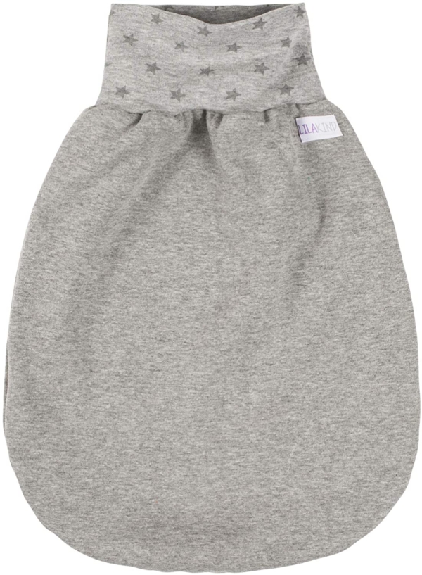 Lilakind“ Schlafsack Strampelsack Pucksack Herbst/Winter Jersey Fleece Meliert Sterne – Made in Berlin