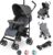 LIONELO Elia Buggy klein zusammenklappbar Kinderwagen bis 15 kg, Rücken und Fußstützenverstellung Hinterradbremse, Moskitonetz Beinwärmer,…
