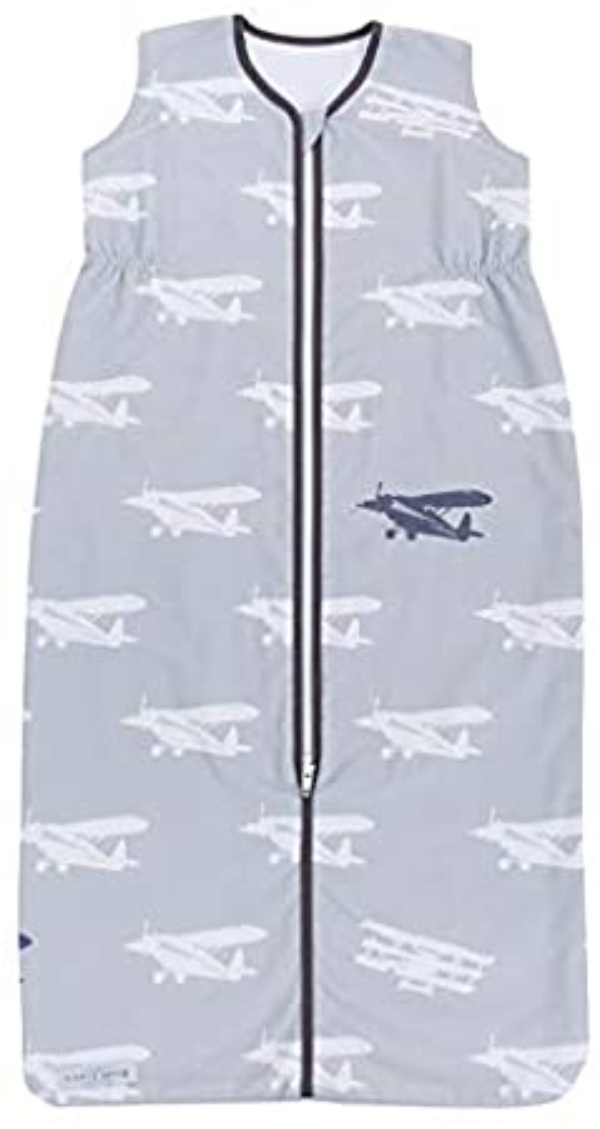 LITTLE DUTCH 0788 Sommer-Schlafsack grau mit weißen Flugzeugen