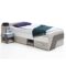Lomadox Jugendzimmer Kinderzimmer Schlafzimmer Set LEEDS-10 & Schreibtisch 90x200cm Einzelbett und Nachtisch in Sandeiche Nb.-weiß/Lava-Denim