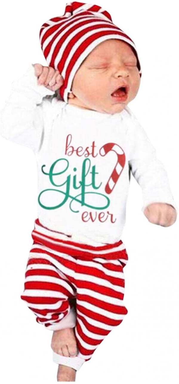 Longra Babykleidung Set Weihnachten Baby Kleidung Unisex Mädchen Jungen Langarm Body Strampler + Hose Kleinkinder Neugeborene Warme Babyset…
