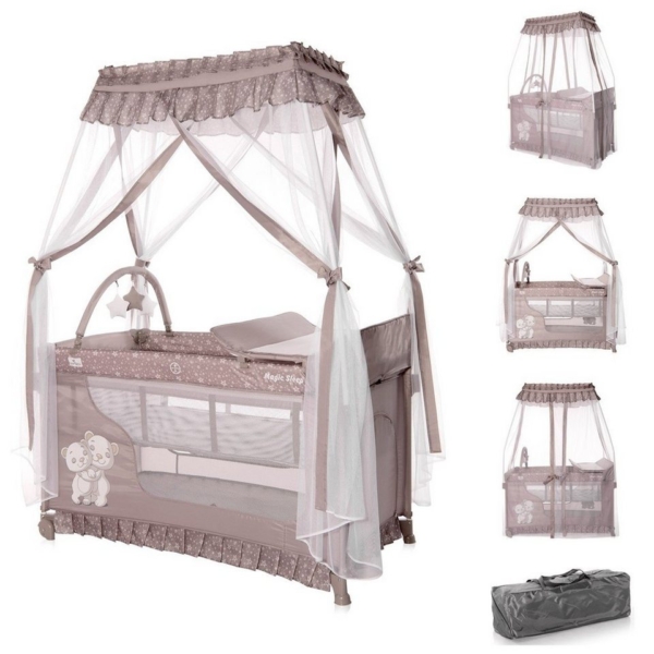 Lorelli Baby-Reisebett »Reisebett, Laufstall Magic Sleep«, 2 Ebenen Baldachin Mobile Wickelauflage faltbar