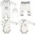 Makoma Baby Erstausstattung Set Unisex 6tlg. Strampler Set mit Langarmshirt Body Hose & Mütze -Teddy-