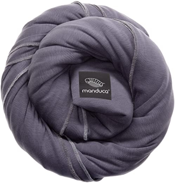 manduca Sling > Elastisches Babytragetuch mit GOTS Zertifikat < für Neugeborene ab Geburt (slate/grau, 5,10m x 0,60m)