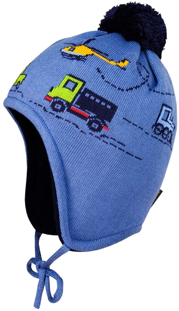 maximo Baby-Jungen Mit Fahrzeugmotiven und Pompon und Bindeband Mütze