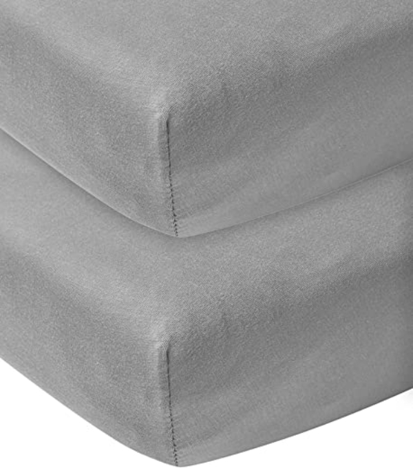 Meyco 563204 Jersey Spannbetttuch, 2er-Pack, 40×80/90 cm (Wiege), Grau 100% Baumwolle