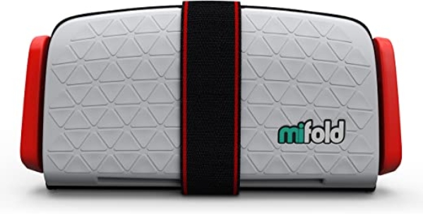 mifold Auto-Kindersitz Grab-and-Go-Booster, portabel, faltbare mobile und kleine Sitzerhöhung, Gruppe 2/3, hellgrau