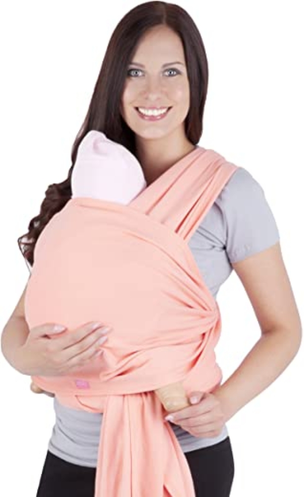 Mija – Elastisches Tragetuch Babytragetuch/Baby Bauchtrage/Baby Carrier 4011 (Hell Aprikose)