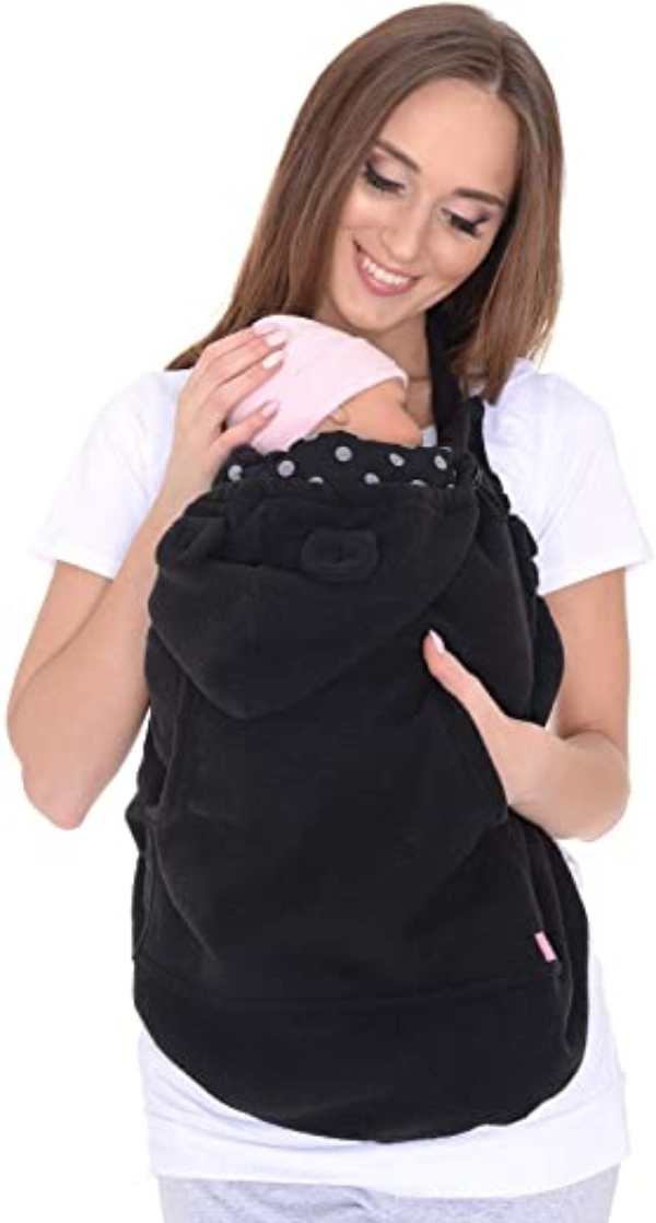 Mija – Tragecover, Universal Bezug für Baby Carrier/Tragetücher/Cape 4023 (Schwarz/mit Punkten)