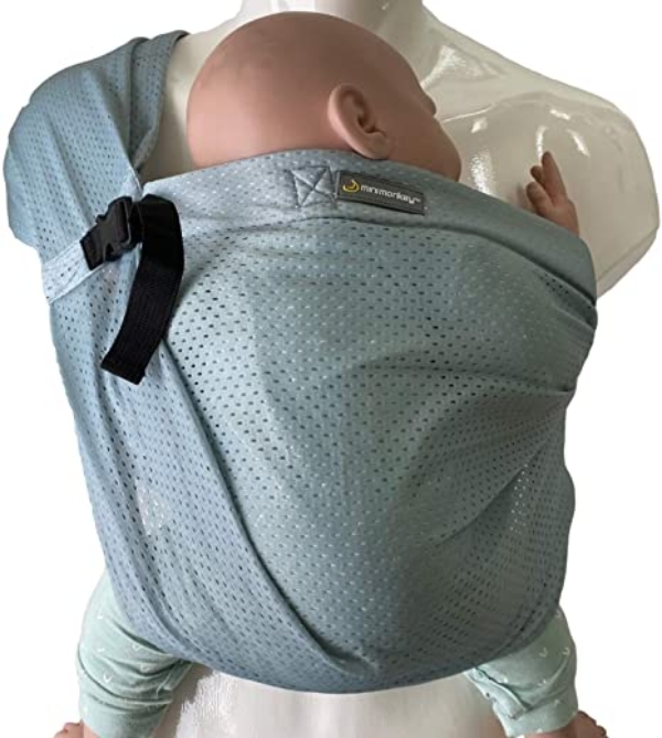Minimonkey – Baby-Tragetuch Mini Sling in Grün für Neugeborene ab Geburt (0 – 2 Jahre) bis 15 kg – Sommer Baby-Trage-Tasche wasserfest ergonomisch…