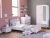 möbelando Schlafzimmer-Set »Savannah«, (4-St), Modernes Kinderzimmer in Pastellfarben (Weiß/Grau/Rosa), Korpus aus Spanplatte, Front aus MDF…