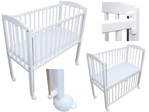 Mobiles Beistellbett Babybett 90x40cm massiv mit Matratze und wasserdichtem Matratzenschutz