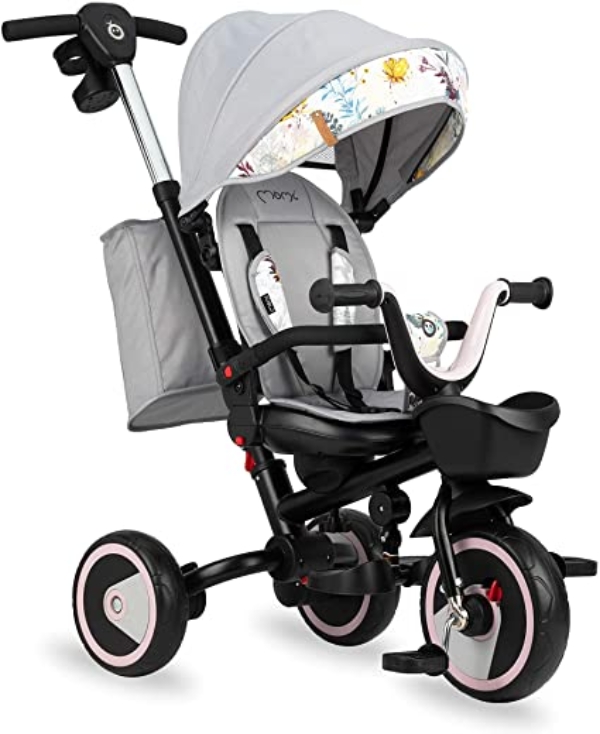 MOMI INVIDIA 5-in-1 Kinder-Dreirad mit Buggy-Funktion mit 360 ° Sitz, für Kinder ab 9. Lebensmonat bis 5 J., Stabiler Rahmen, Sitz mit 5-Punkt…