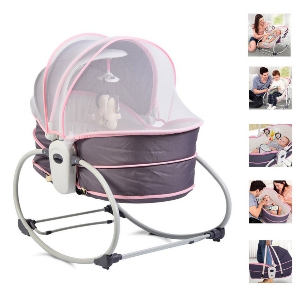 Moni Babywippe »Babywippe Ava 5 in 1«, mit Musikfunktion Vibration Sonnenschutz Moskitonetz