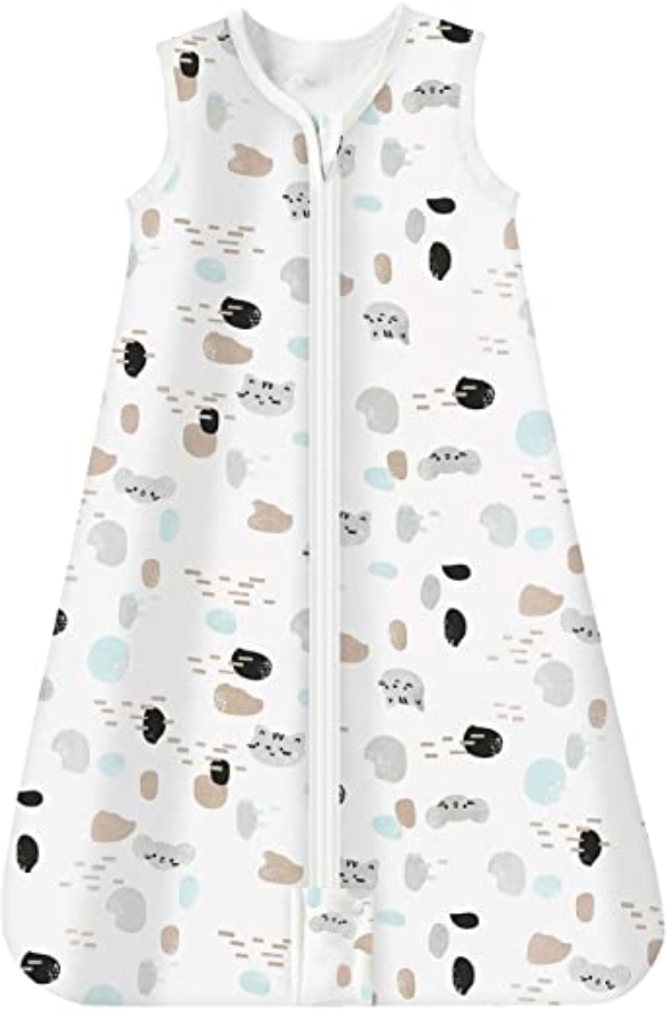 Mosebears Schlafsack Baby Sommerschlafsack 0.5 Tog Babyschlafsack 100% Baumwolle atmungsaktiv Babyschlafsack (Spot cat, M(6-12 Months))