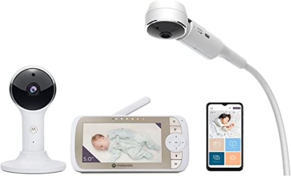 Motorola VM65X Connect / MBP 950 Halo – Video Babymonitor mit Krippenhalter – 5″ Full HD 1080p Wi-Fi – Motorola Nursery app – Flexible…