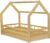 MS FACTORY Hausbett Kinderbett 80×160 cm mit Rausfallschutz und Lattenrost – Einzelbett aus Kiefernholz für Mädchen und Junge – Natur Farblos