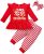 My First Christmas Outfits Sets Baby Mädchen Christmas Kleidung Set Neugeborenes Langarm Strampler Top Röcke Lange Socken Stirnband Babykleidung…