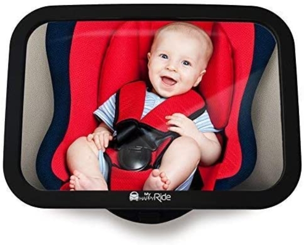 MyHappyRide Rücksitzspiegel fürs Baby, Bruchsicherer Auto-Rückspiegel für Babyschale, Autositz-Spiegel ohne Einzelteile, für Kinder in…