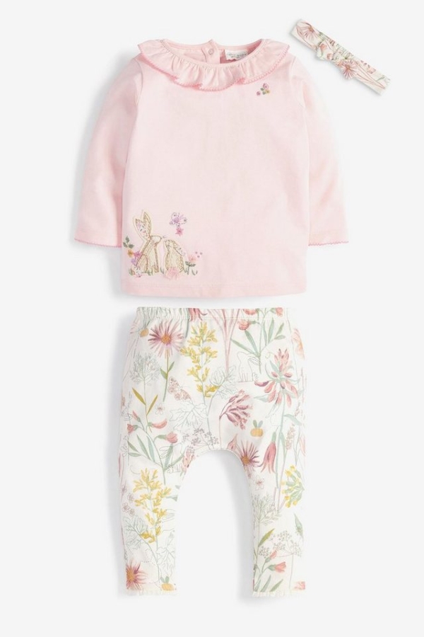 Next Top & Leggings »T-Shirt, Leggings und Haarband mit Häschen/Blumen« (3-tlg)