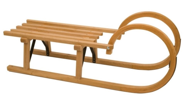 NIJDAM Schlitten »Buchenholz Hörnerschlitten • Rodel-Holzschlitten 95 cm • Kinderschlitten • Alter 4-12«