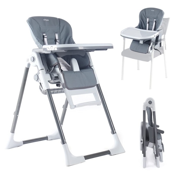 Onasti Baby Hochstuhl, Multifunktionsstuhl tragbar klappbar Hochstühle für Babys und Kleinkinder, Kinderheim Baby Esszimmerstuhl, Grau