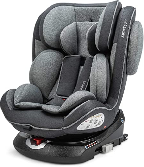 Osann Swift360 Kinderautositz drehbar Gruppe 1/2/3 (9-36 kg), Autositz Universe Grey