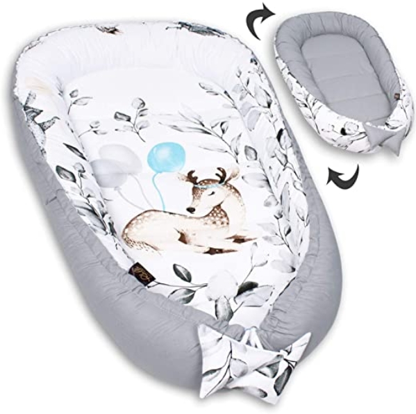 PALULLI Kuschelnest 2-seitig Babynest Babynestchen Baby Nest Nestchen Reisebett Wickelauflage Kuschelbett, Kokon Kokon für Babybett – Babys und…